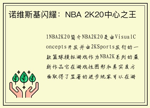 诺维斯基闪耀：NBA 2K20中心之王
